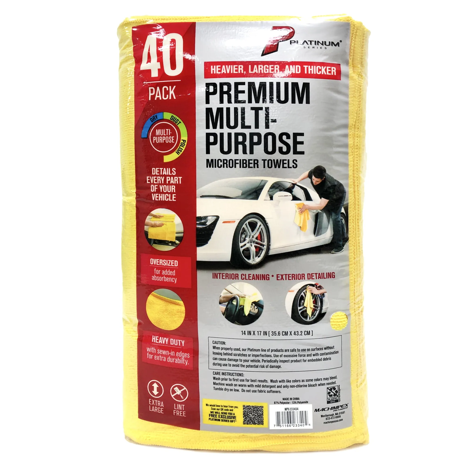 Platinum Series Premium Heavy Duty Multi-Purpose Microfiber Towel, Cleaning, Det