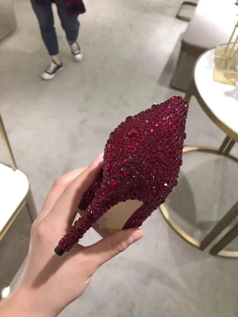 Pointed Toe Rhinestone Heels