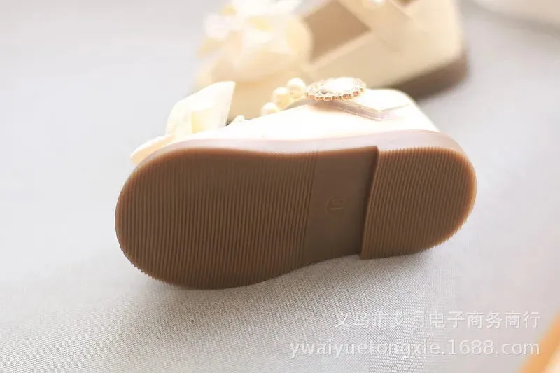 Princess Bow Leather Sneakers for Tiny Trendsetters
