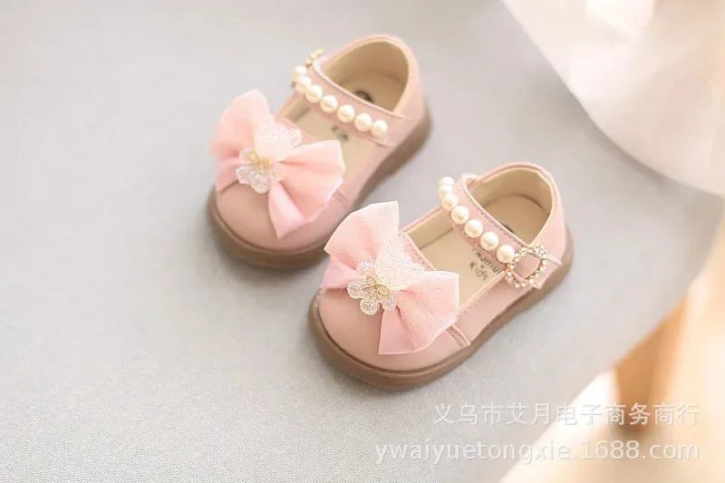Princess Bow Leather Sneakers for Tiny Trendsetters