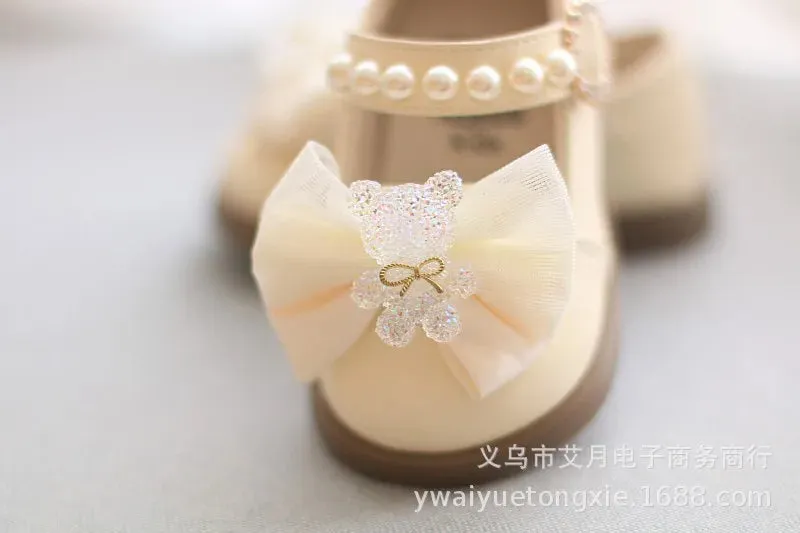 Princess Bow Leather Sneakers for Tiny Trendsetters