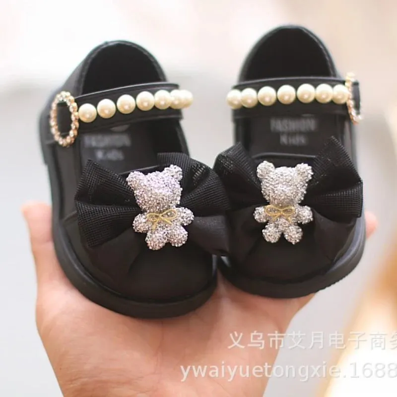 Princess Bow Leather Sneakers for Tiny Trendsetters