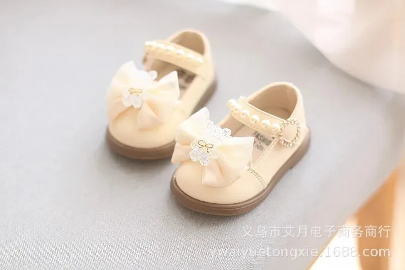 Princess Bow Leather Sneakers for Tiny Trendsetters