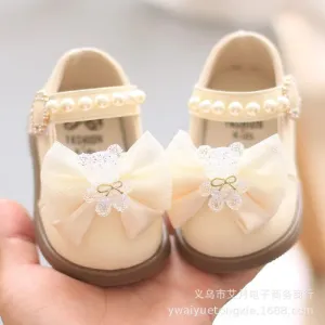 Princess Bow Leather Sneakers for Tiny Trendsetters