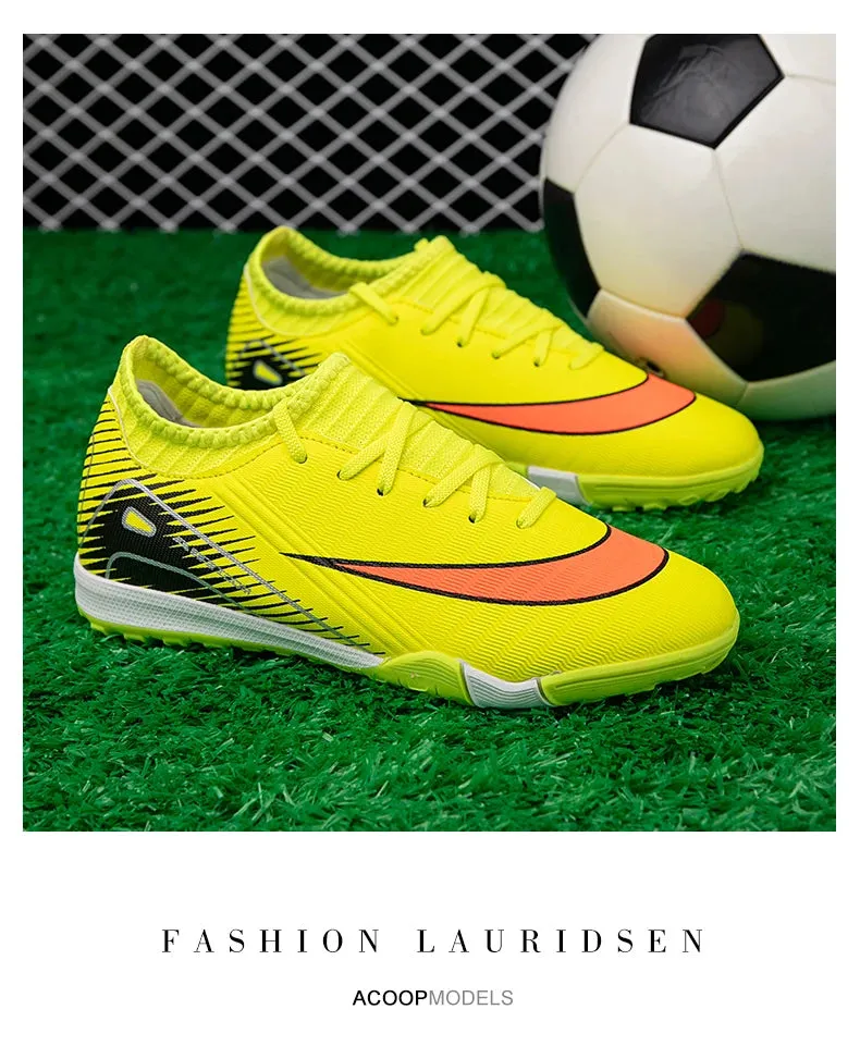 Professional Kid New Soccer Shoes Match Ankle Non-Slip Football Boots TF Sneakers Boys Comfortable Sports Shoes Unisex
