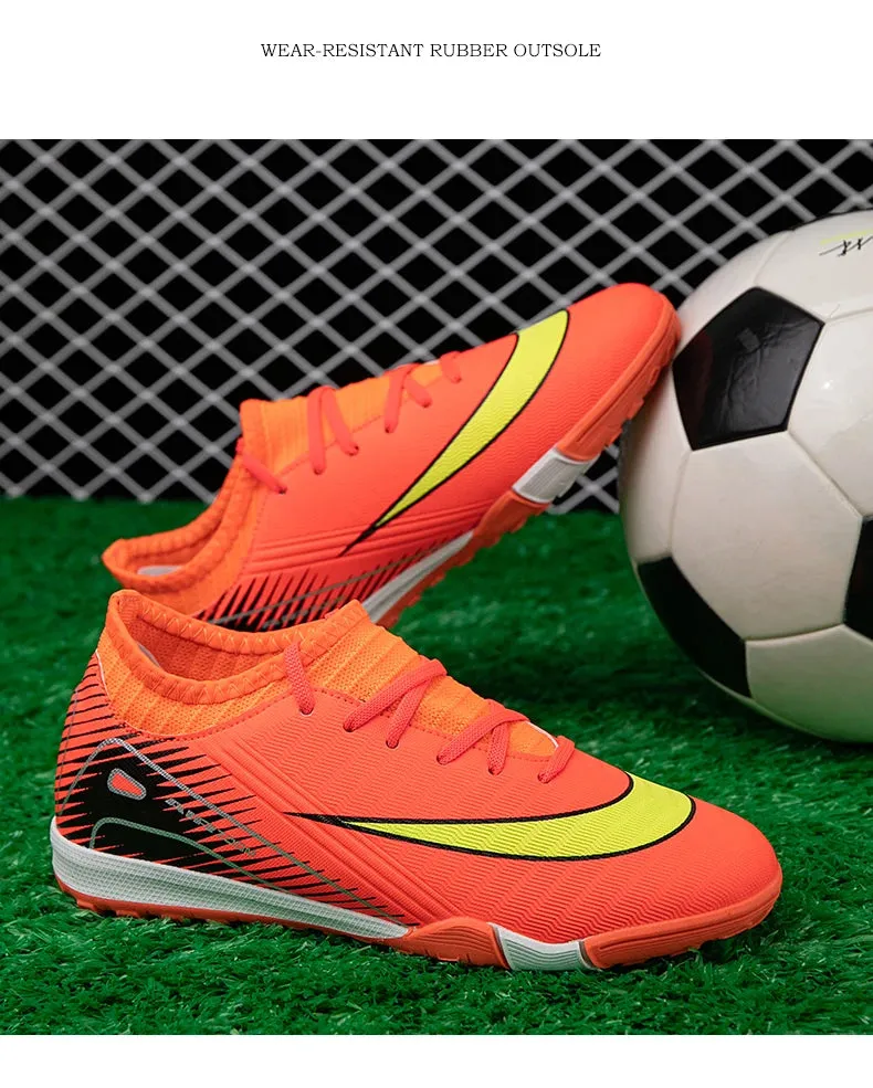 Professional Kid New Soccer Shoes Match Ankle Non-Slip Football Boots TF Sneakers Boys Comfortable Sports Shoes Unisex
