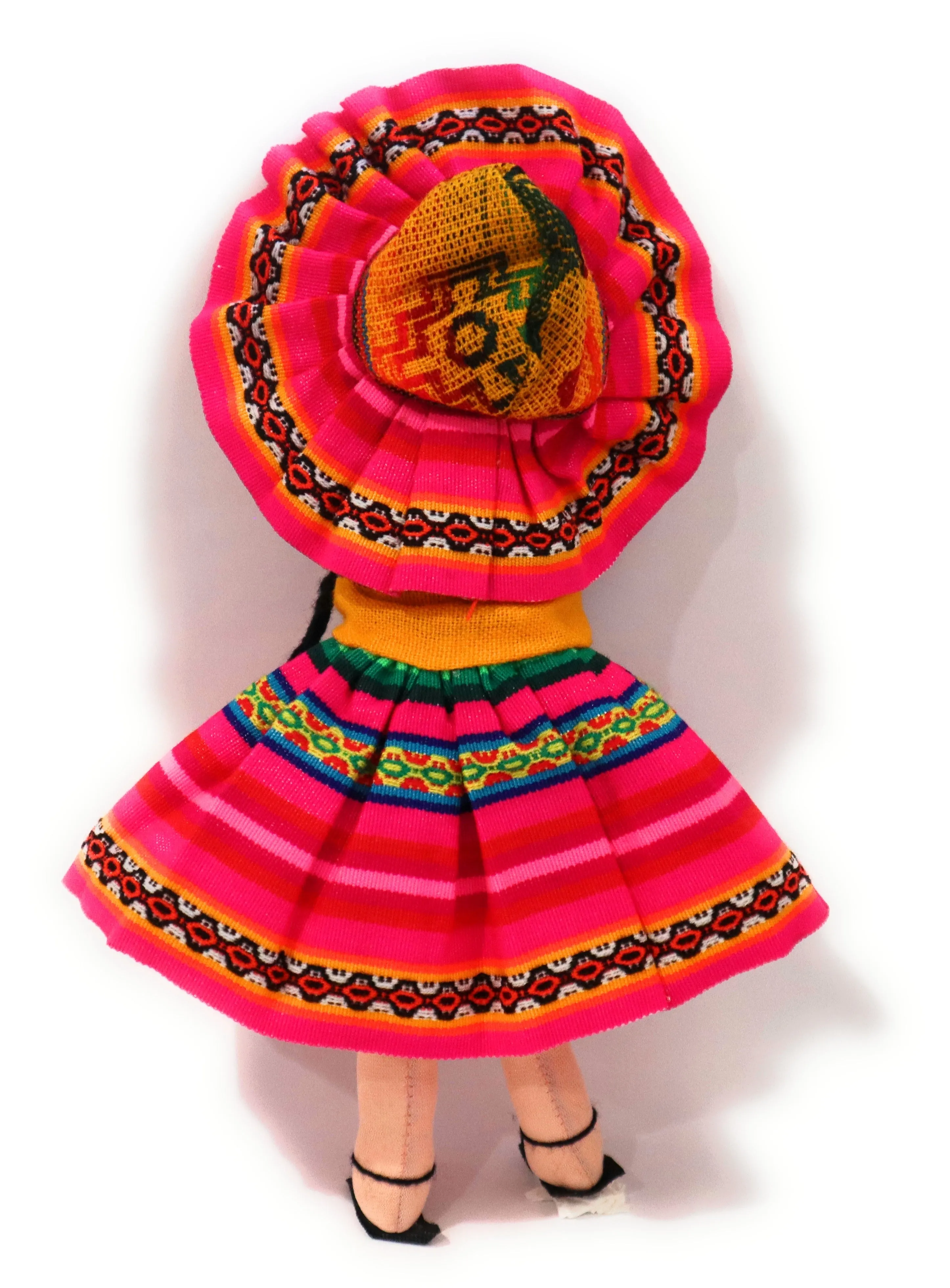 Rag Doll, Cholita Traditional Attire of Countrywoman of The Andes. Handcrafted Decorative Doll. 13.5" Tall.