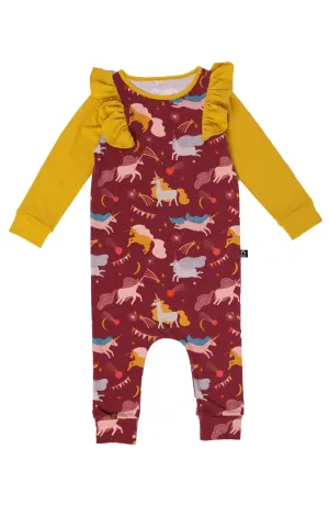 RAGS Long Sleeve Ruffle Rag Romper - Unicorn Magic