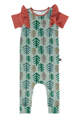 RAGS S/S Ruffle Rag Romper - Simple Trees
