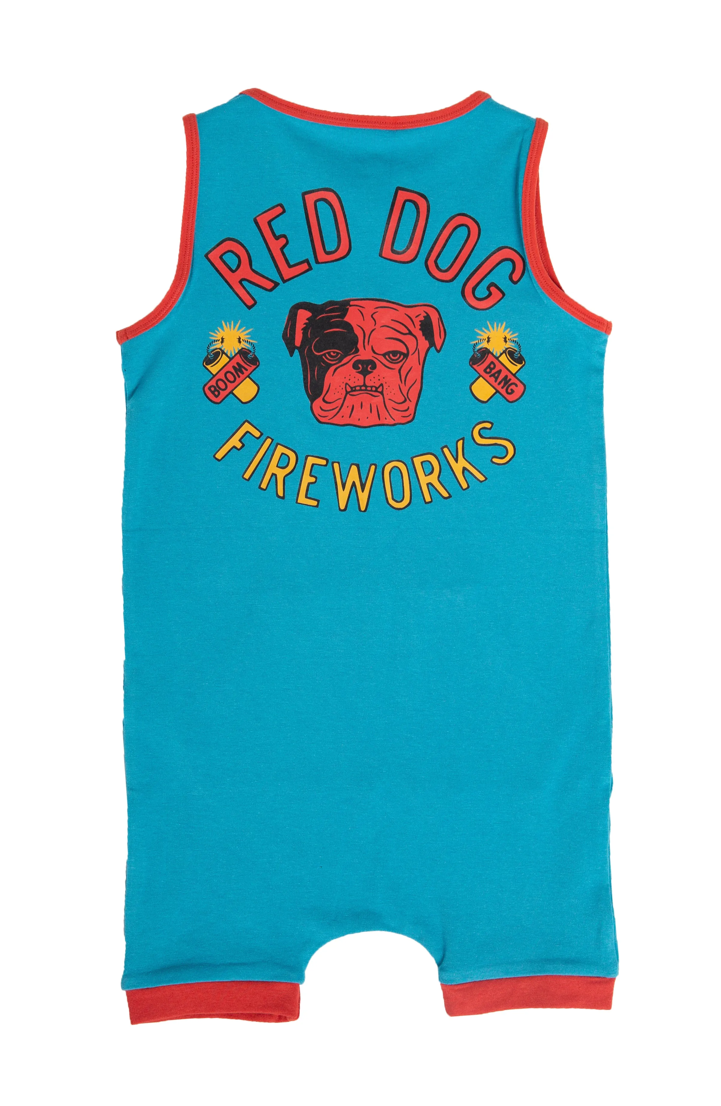 RAGS Tank Short Kangaroo Pocket Rag Romper - Red Dog Firework Navagio Bay