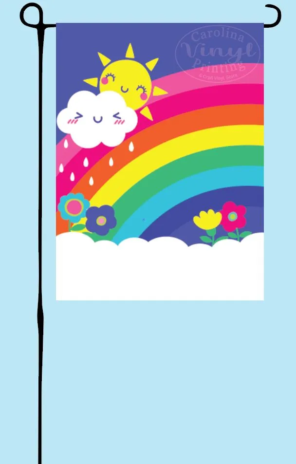 Rainbow & Showers Garden Flag