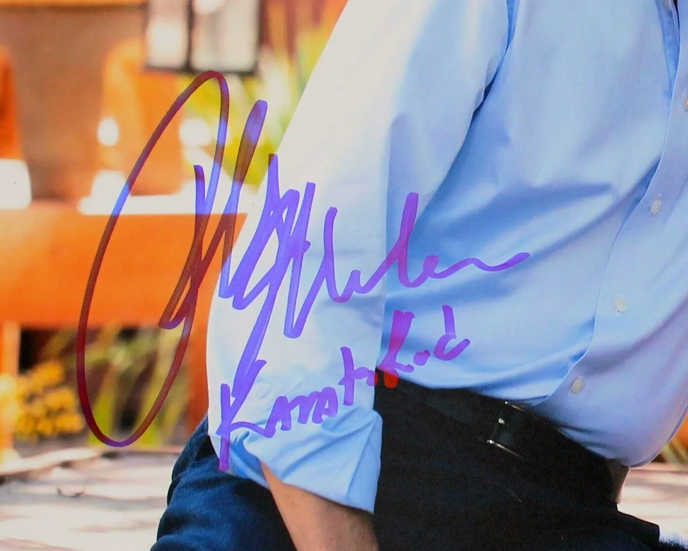 Ralph Macchio & Mary Mouser Signed Cobra Kai Unframed 11x14 Hugging - Karate Ki