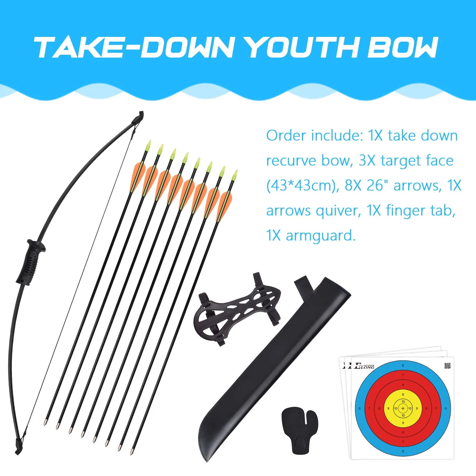 Recurve Bow and Arrow Set Outdoor for Children Junior Archery Beginner