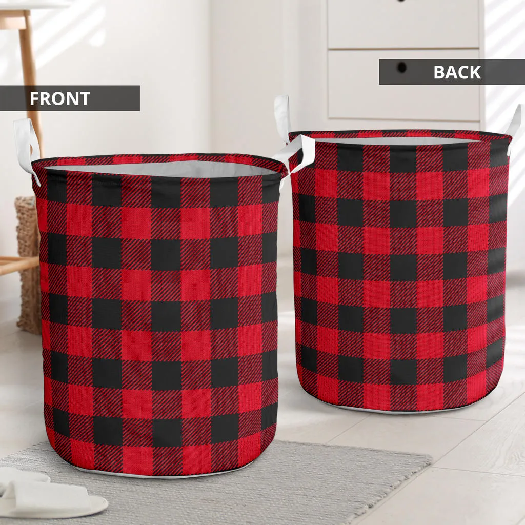 Red and Black Buffalo Plaid Laundry Basket Hamper Storage Bin Container