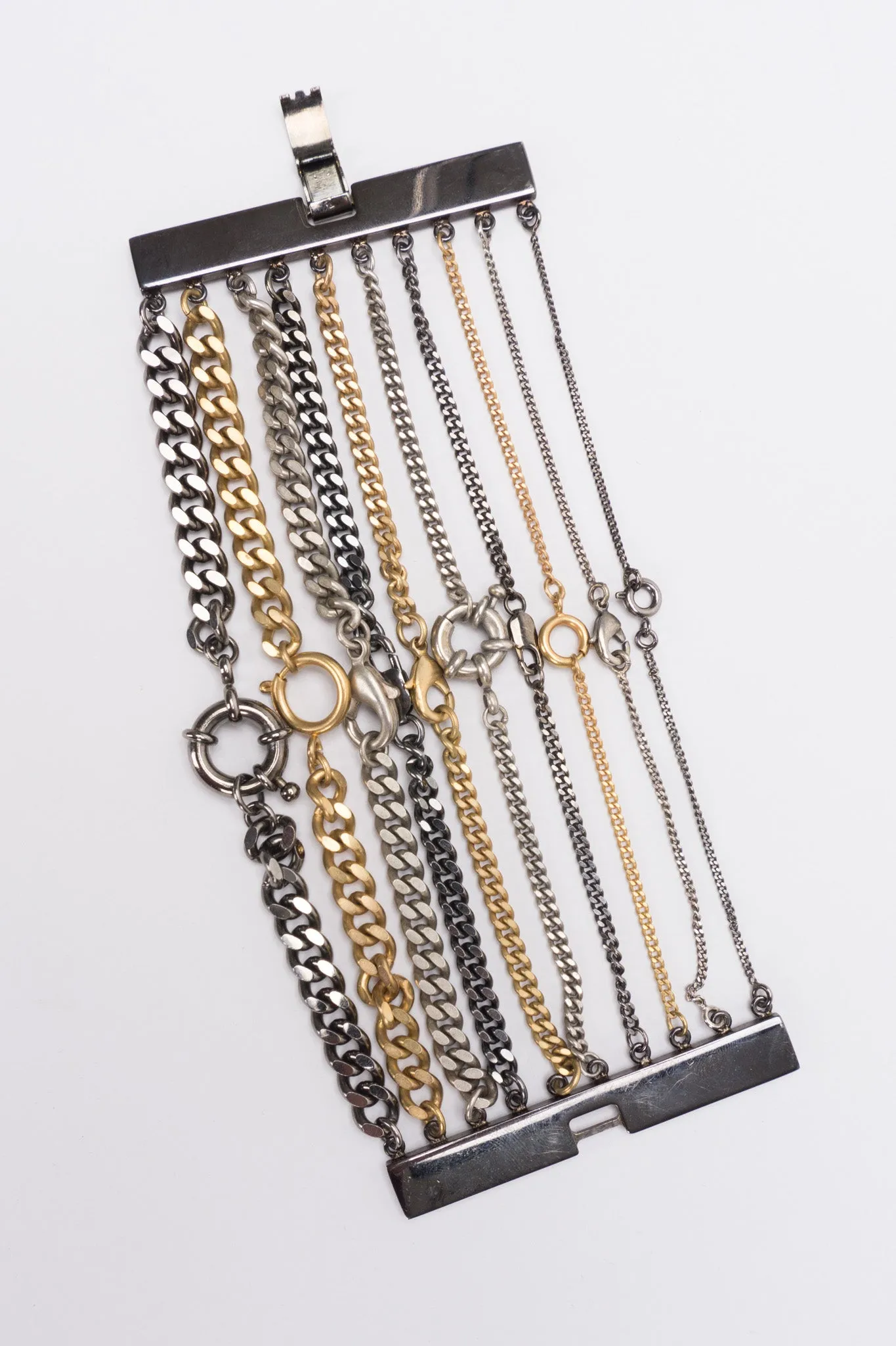 Ring Clasp Multi Chain Cuff Bracelet