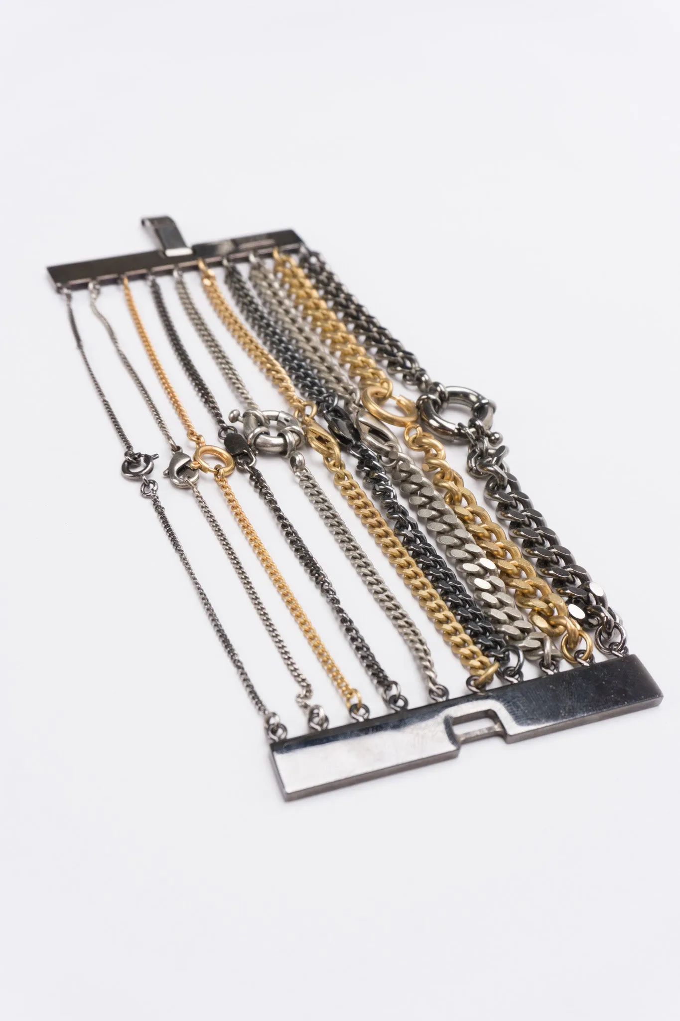 Ring Clasp Multi Chain Cuff Bracelet