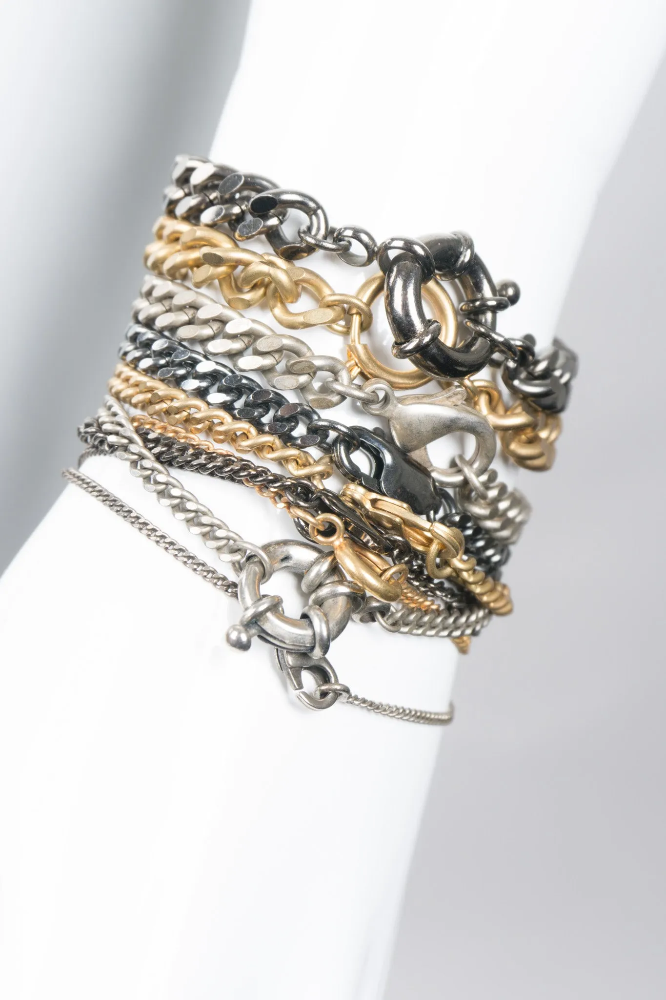 Ring Clasp Multi Chain Cuff Bracelet