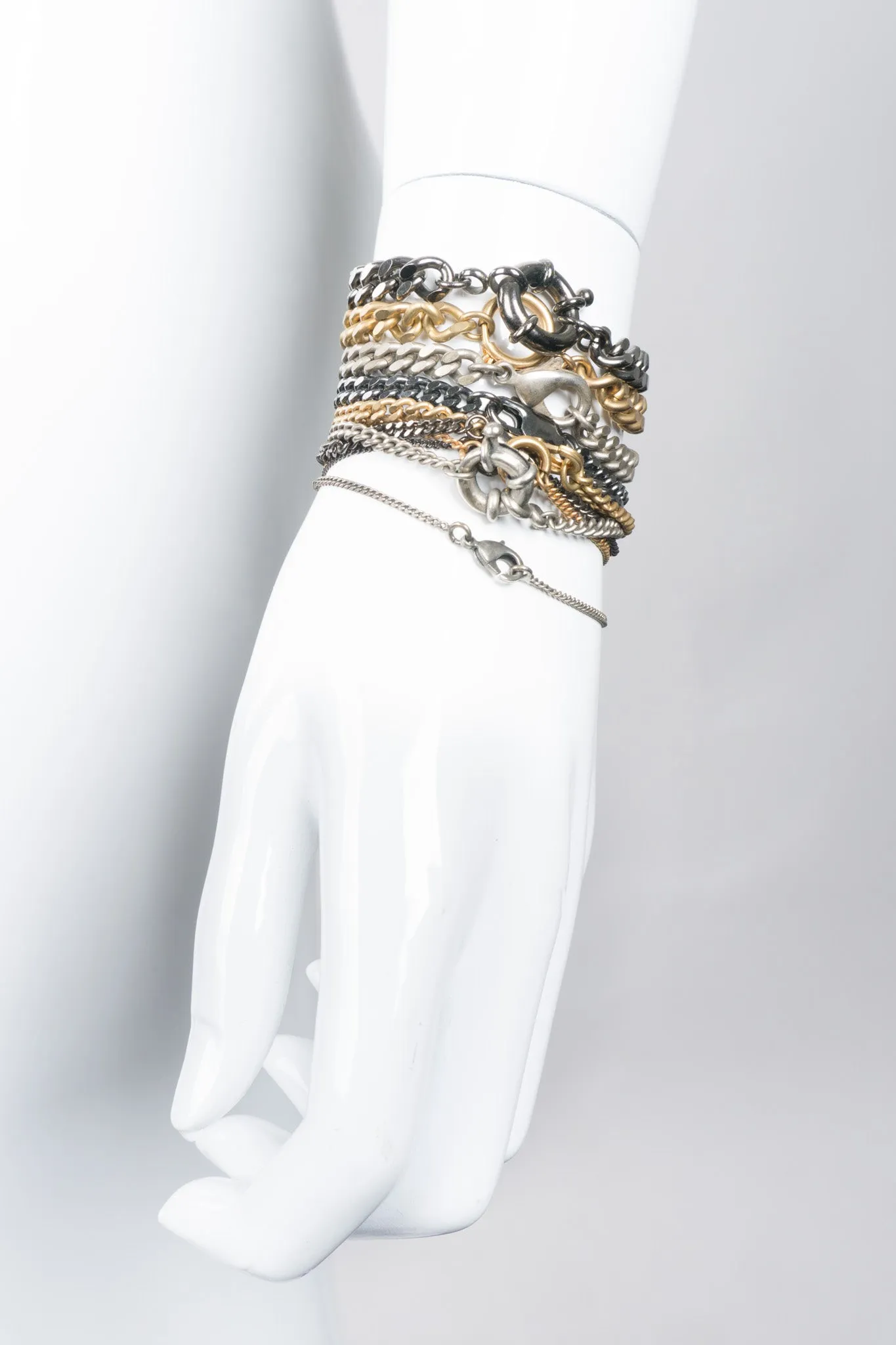 Ring Clasp Multi Chain Cuff Bracelet