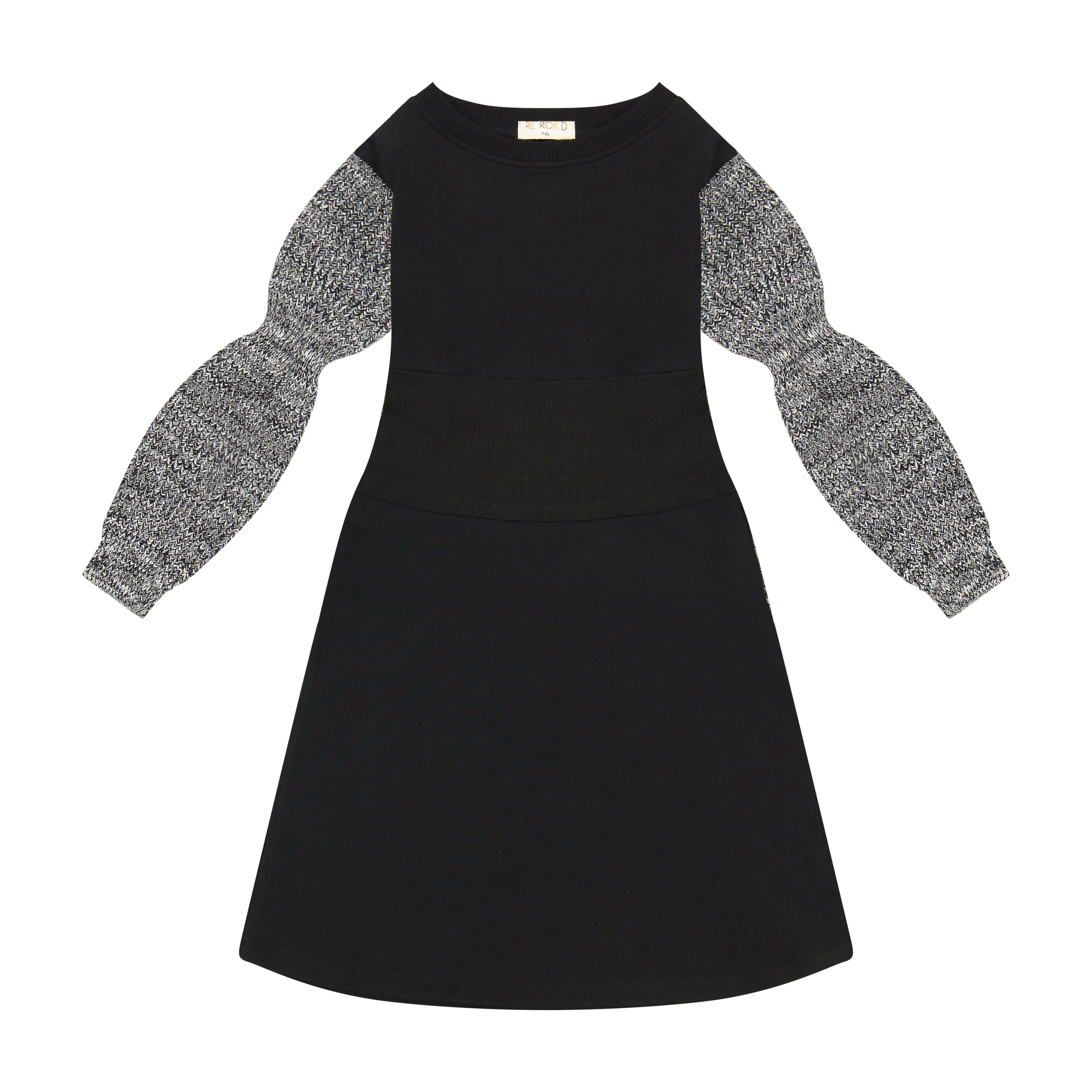 Scuba knit black waisted dress by Retro Kid