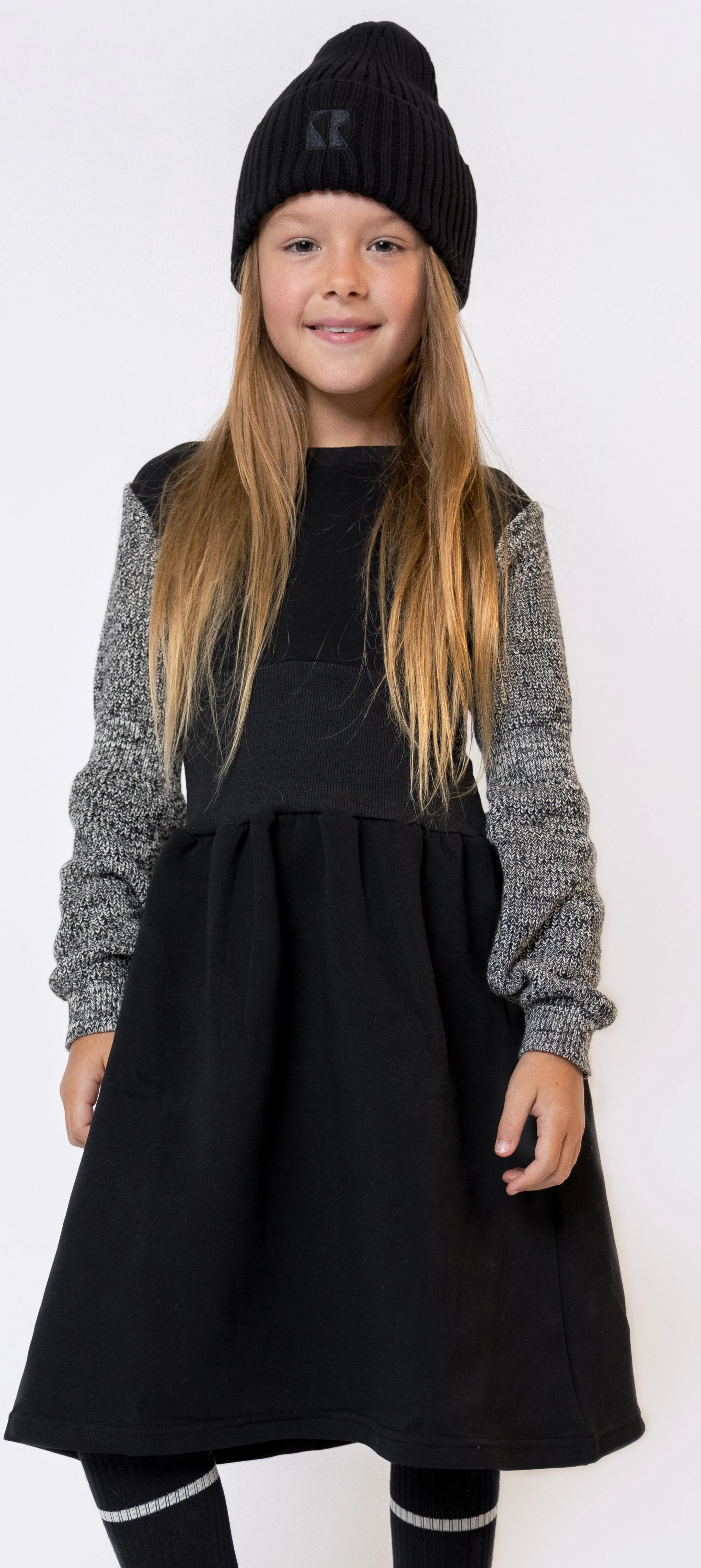 Scuba knit black waisted dress by Retro Kid