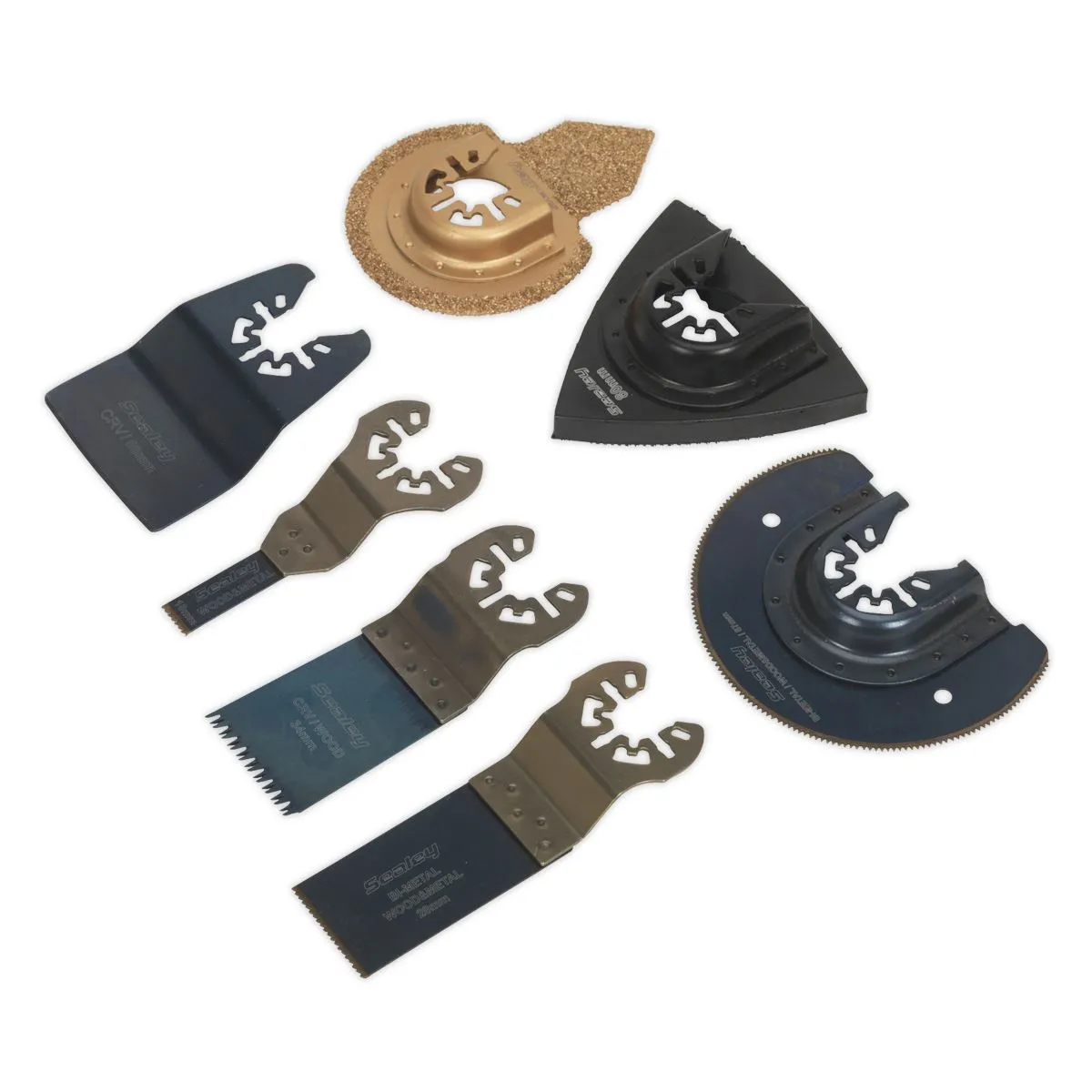 Sealey 7 Piece All Purpose Multi Tool Blade Set Sanding Universal Quick Change
