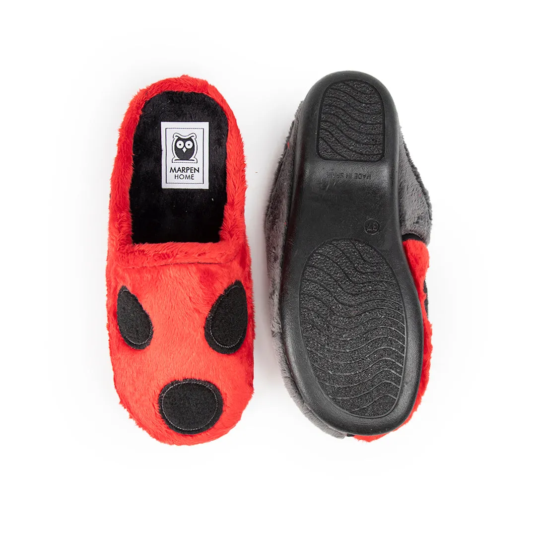 Slippers Mariquita Gris y Rojo