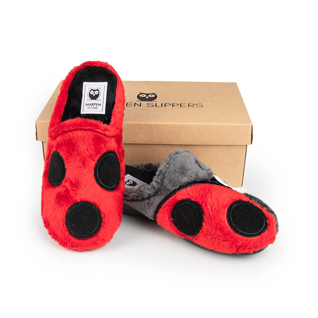 Slippers Mariquita Gris y Rojo