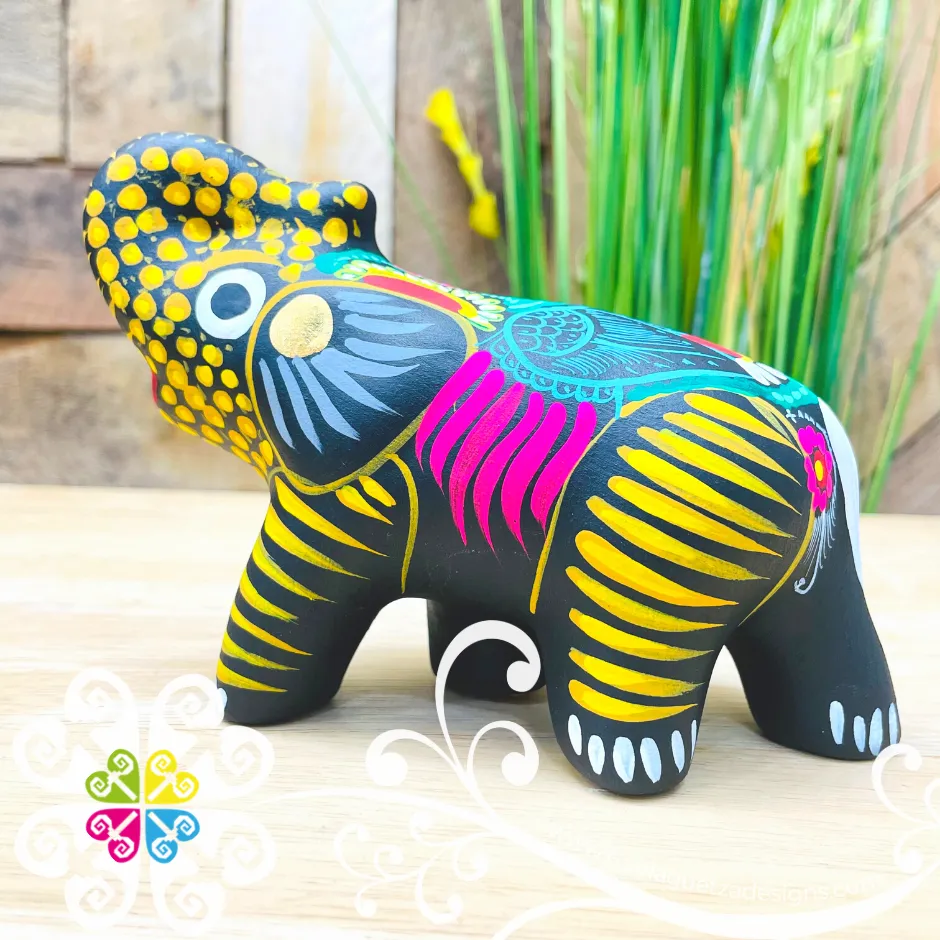 Small Clay Elephant - Hand Painted Figure