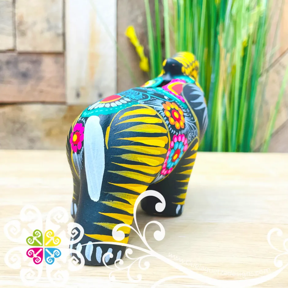 Small Clay Elephant - Hand Painted Figure