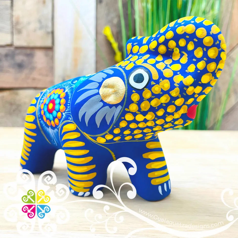 Small Clay Elephant - Hand Painted Figure