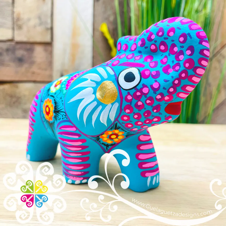 Small Clay Elephant - Hand Painted Figure
