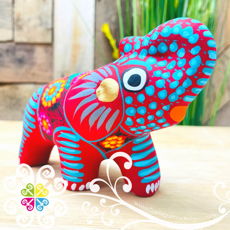 Small Clay Elephant - Hand Painted Figure