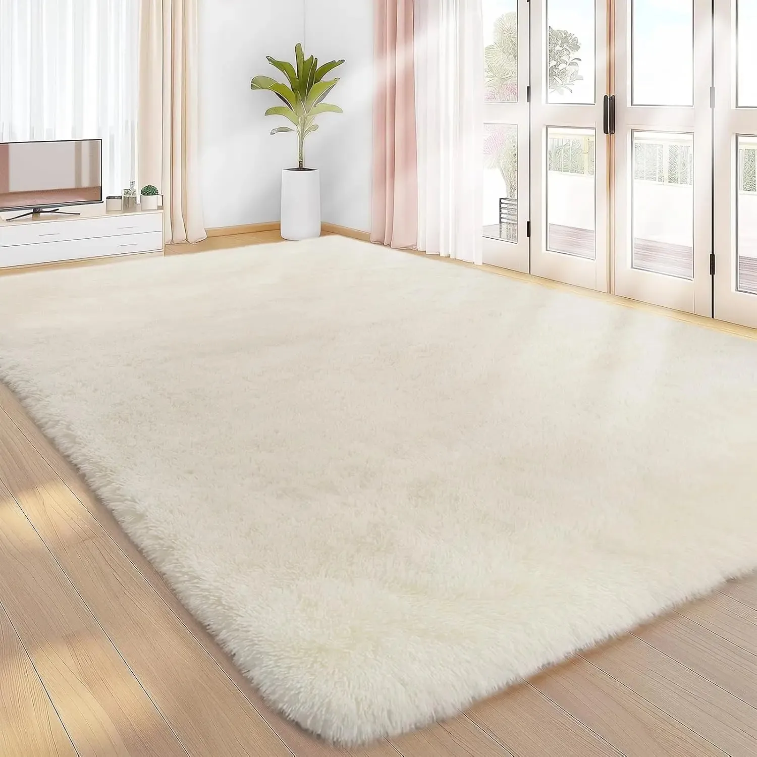 Sour Lemon Shaggy Rug - Plush, Non-Slip, Easy Clean - 3 Sizes