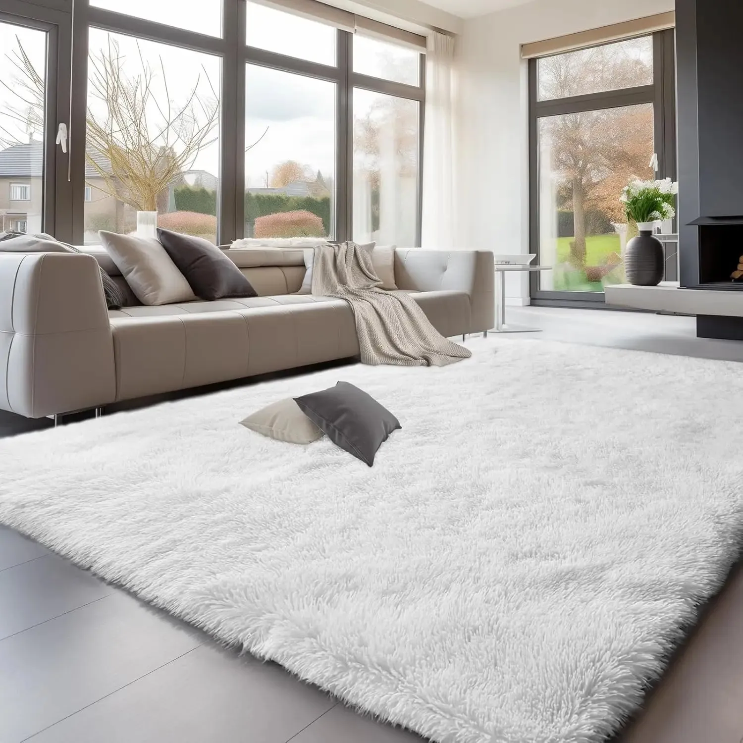 Sour Lemon Shaggy Rug - Plush, Non-Slip, Easy Clean - 3 Sizes