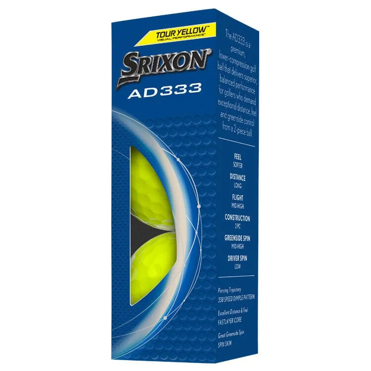 Srixon AD333 Yellow Golf Balls 12Pk