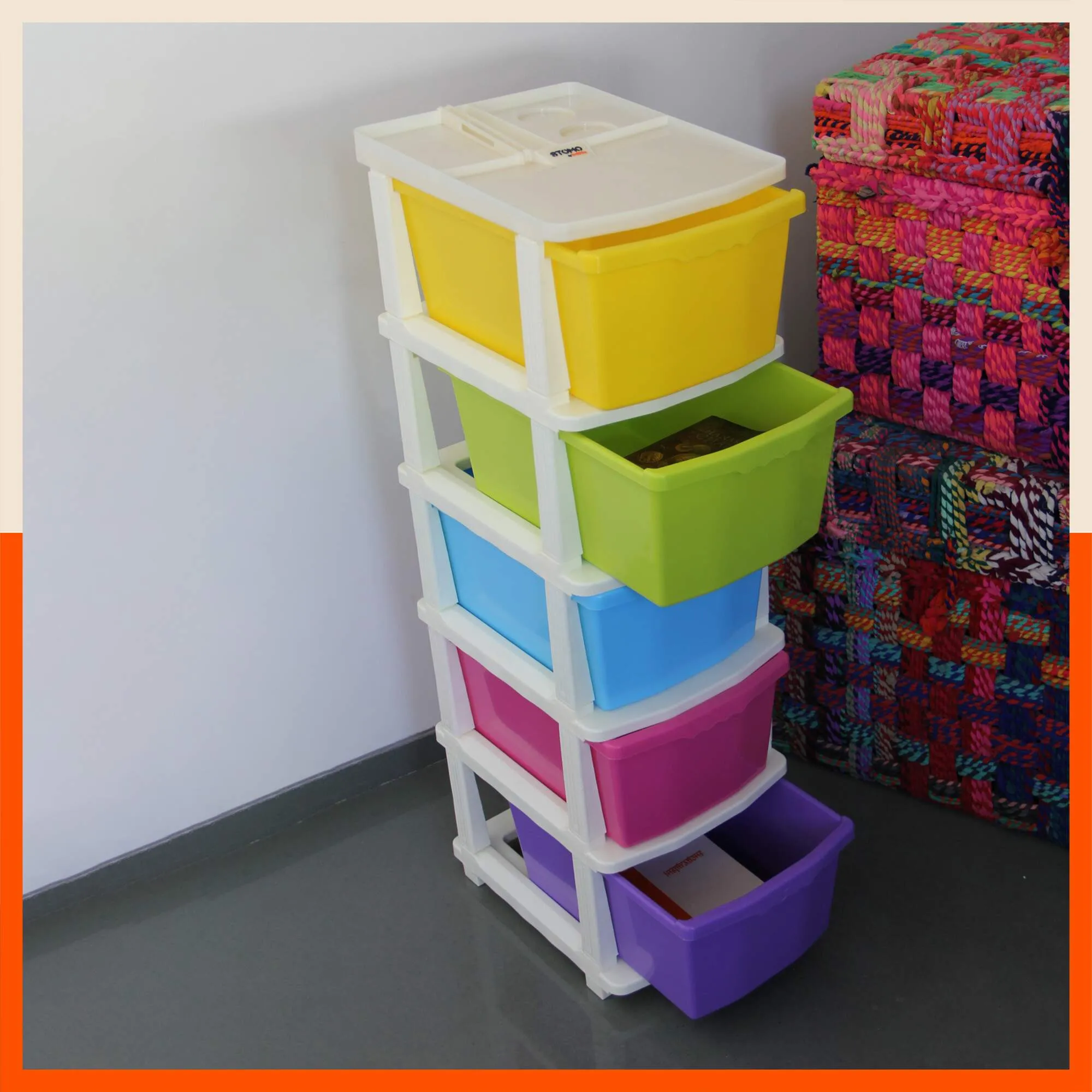 Stomo 3 Drawer Multi-Purpose Storage Organizer for Home and Office (Pink)