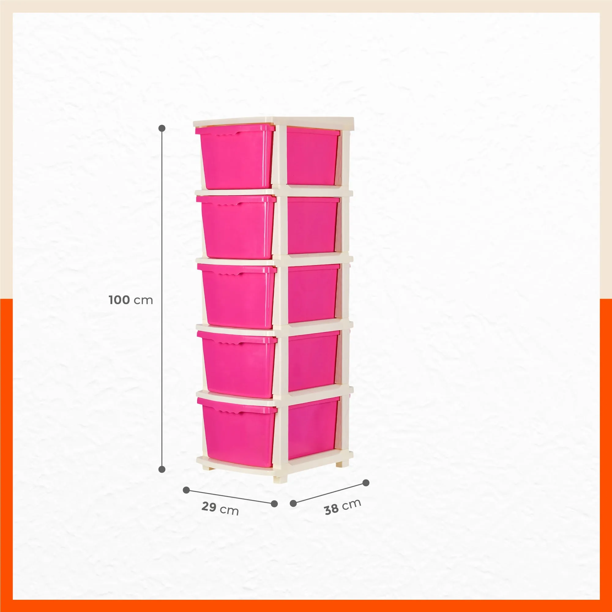 Stomo 5 Drawer Multi-Purpose Storage Organizer for Home and Office (Pink)
