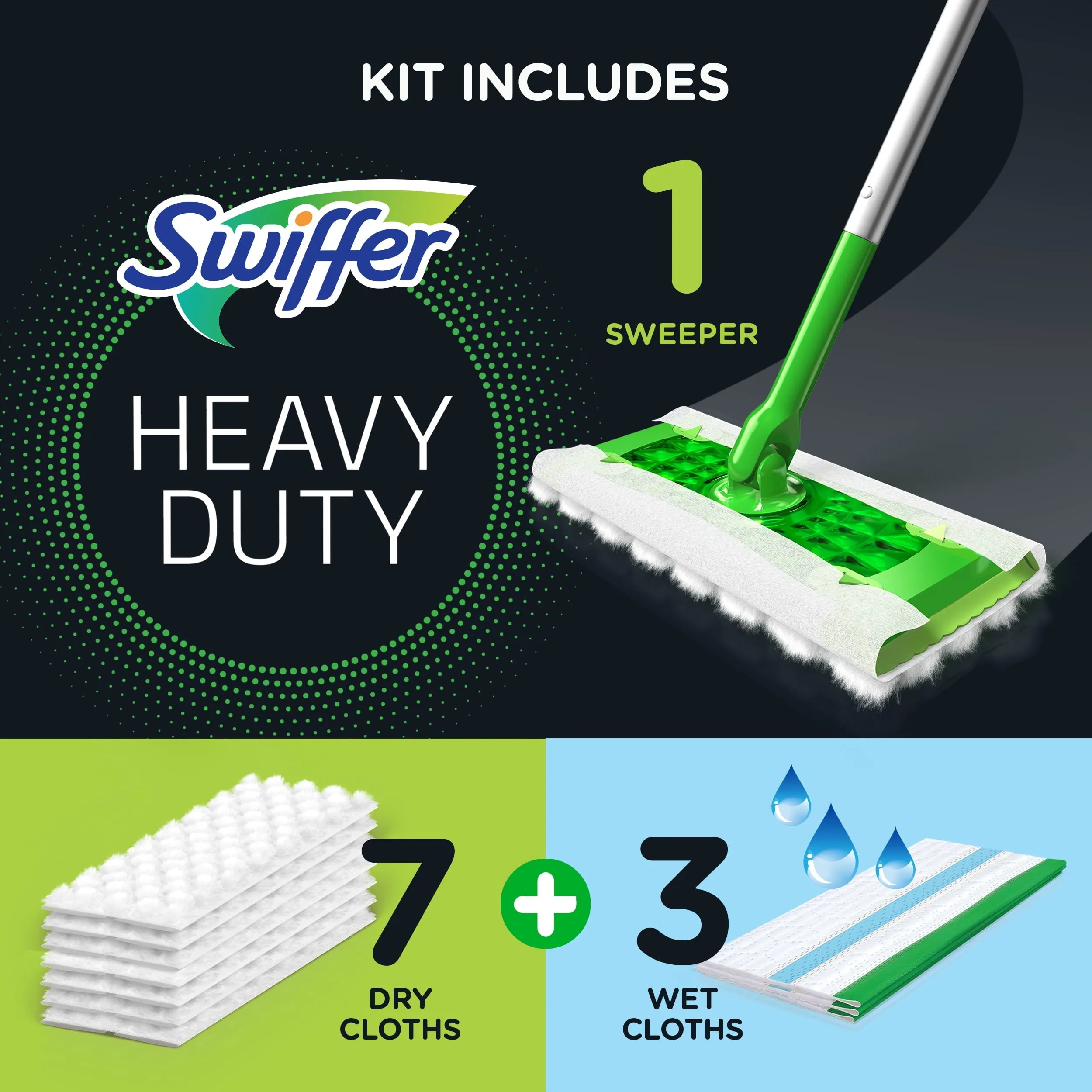 Sweeper Cleaner Dry and Wet Mop Starter Kit for Cleaning Hardwood Floors