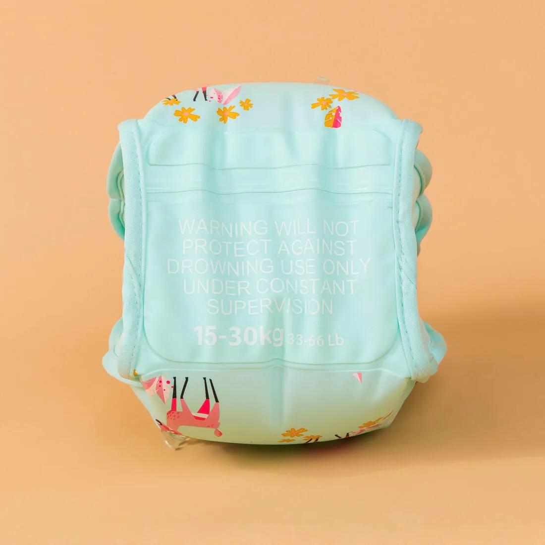 Swimming armbands with fabric interior for 15-30 kg kids - blue "Sloth" print