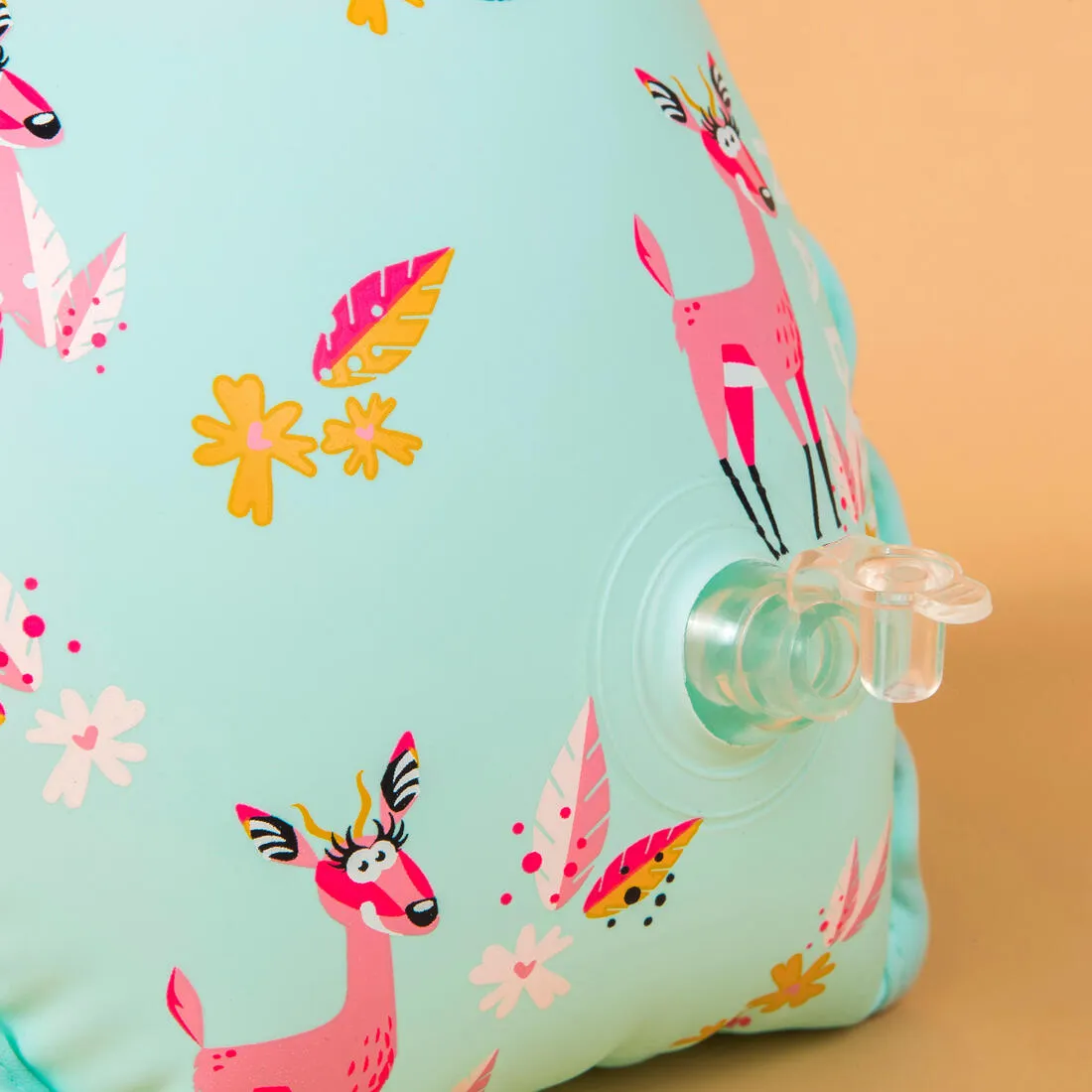 Swimming armbands with fabric interior for 15-30 kg kids - blue "Sloth" print