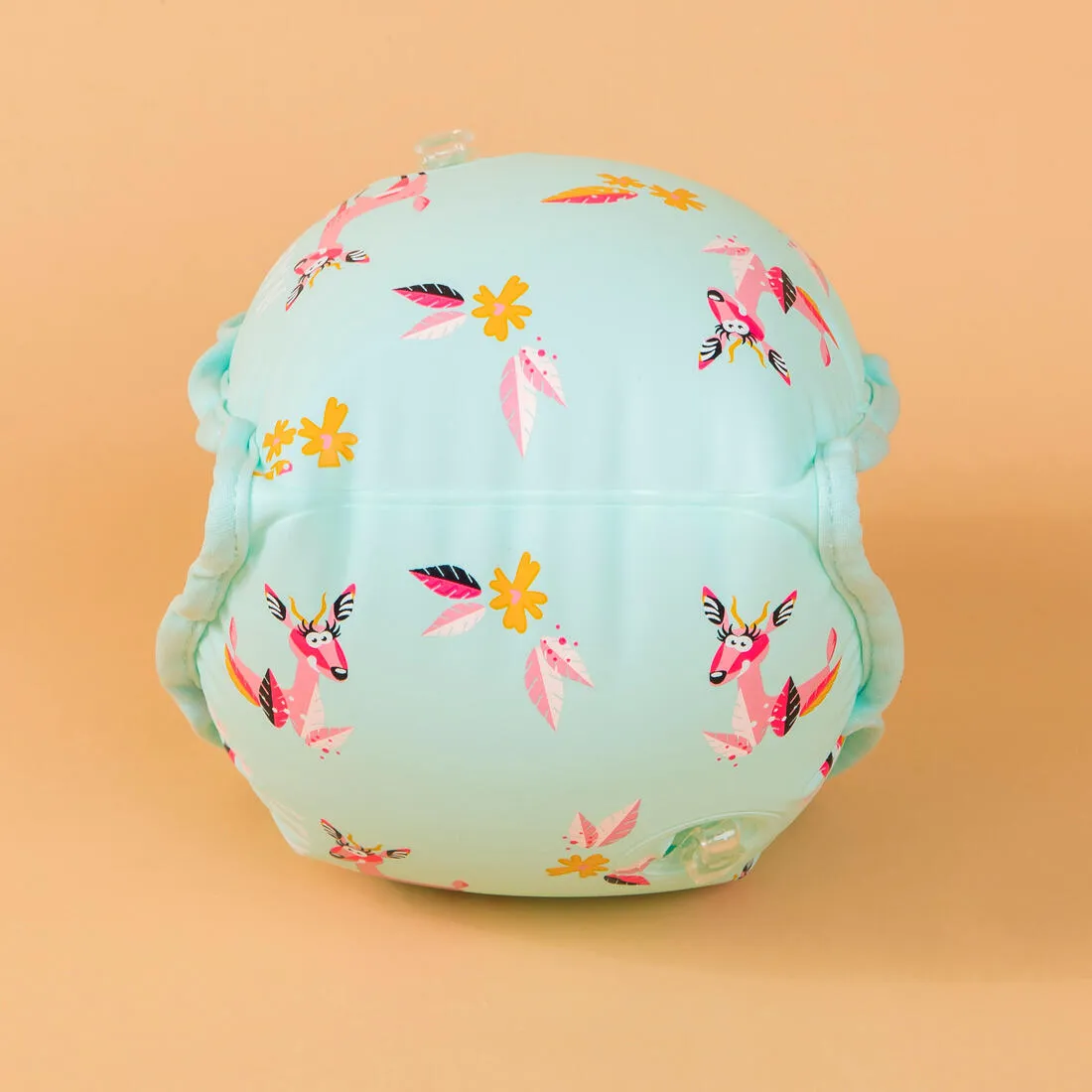Swimming armbands with fabric interior for 15-30 kg kids - blue "Sloth" print