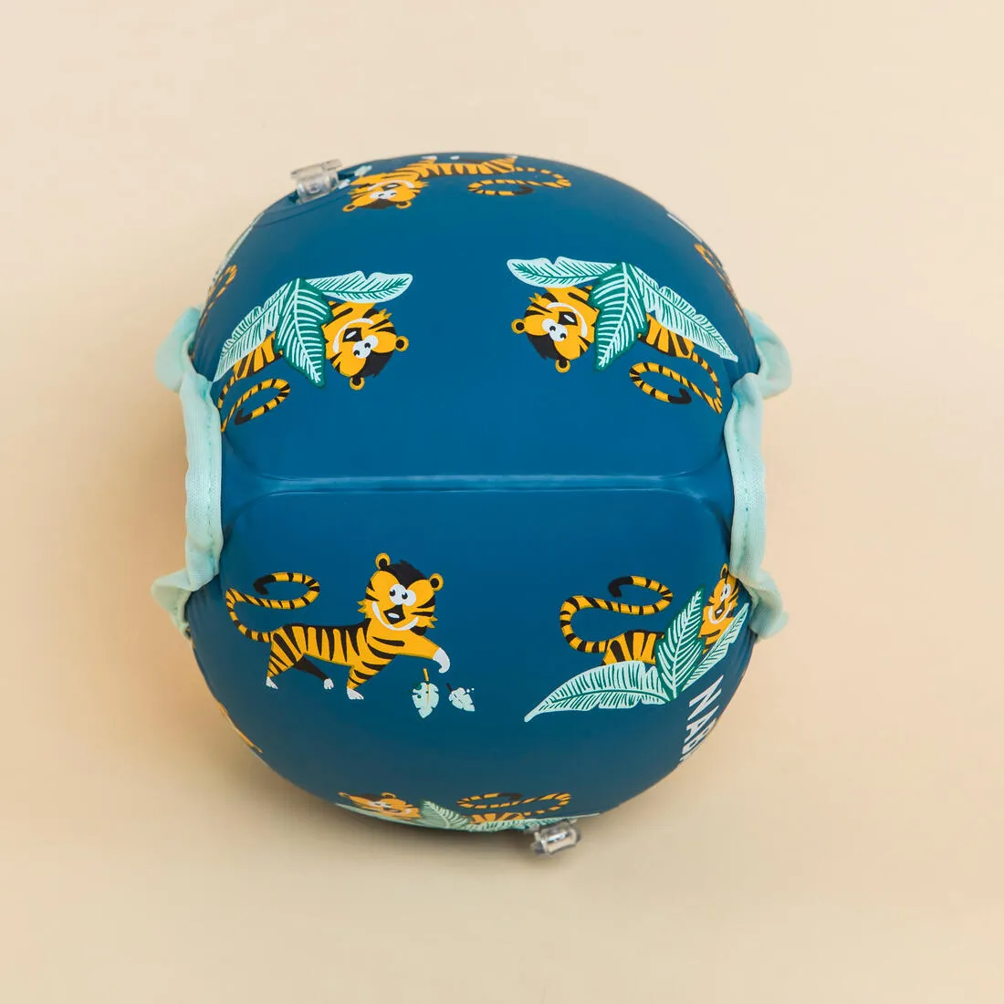 Swimming armbands with fabric interior for 15-30 kg kids - blue "Sloth" print