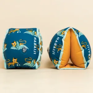 Swimming armbands with fabric interior for 15-30 kg kids - blue "Sloth" print