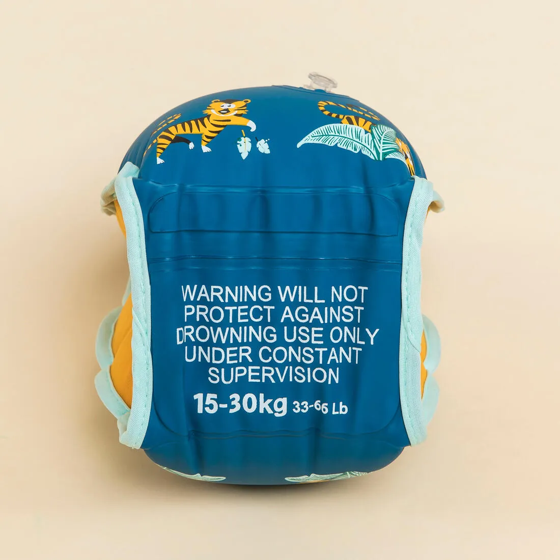 Swimming armbands with fabric interior for 15-30 kg kids - blue "Sloth" print