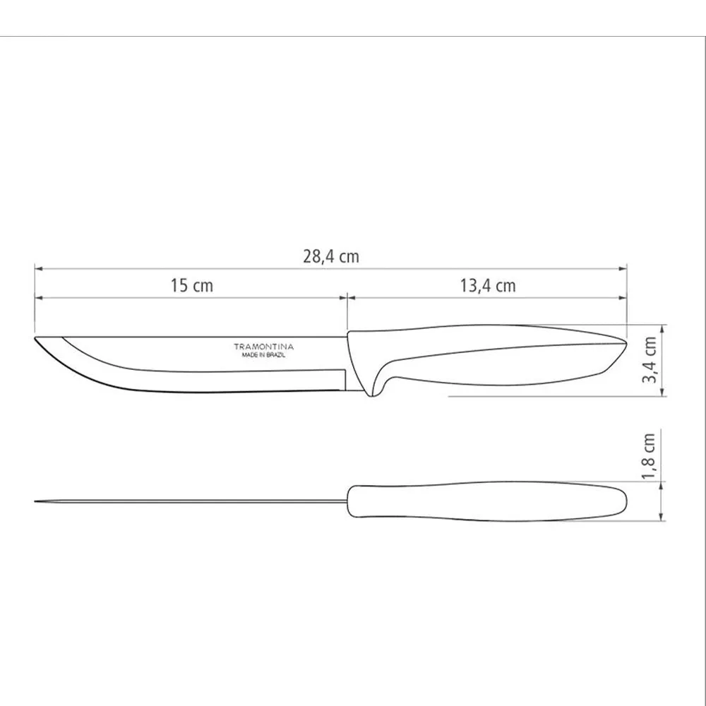 Tramontina Plenus Stainless Steel Kitchen Knife Polpropylene Handle - Grey