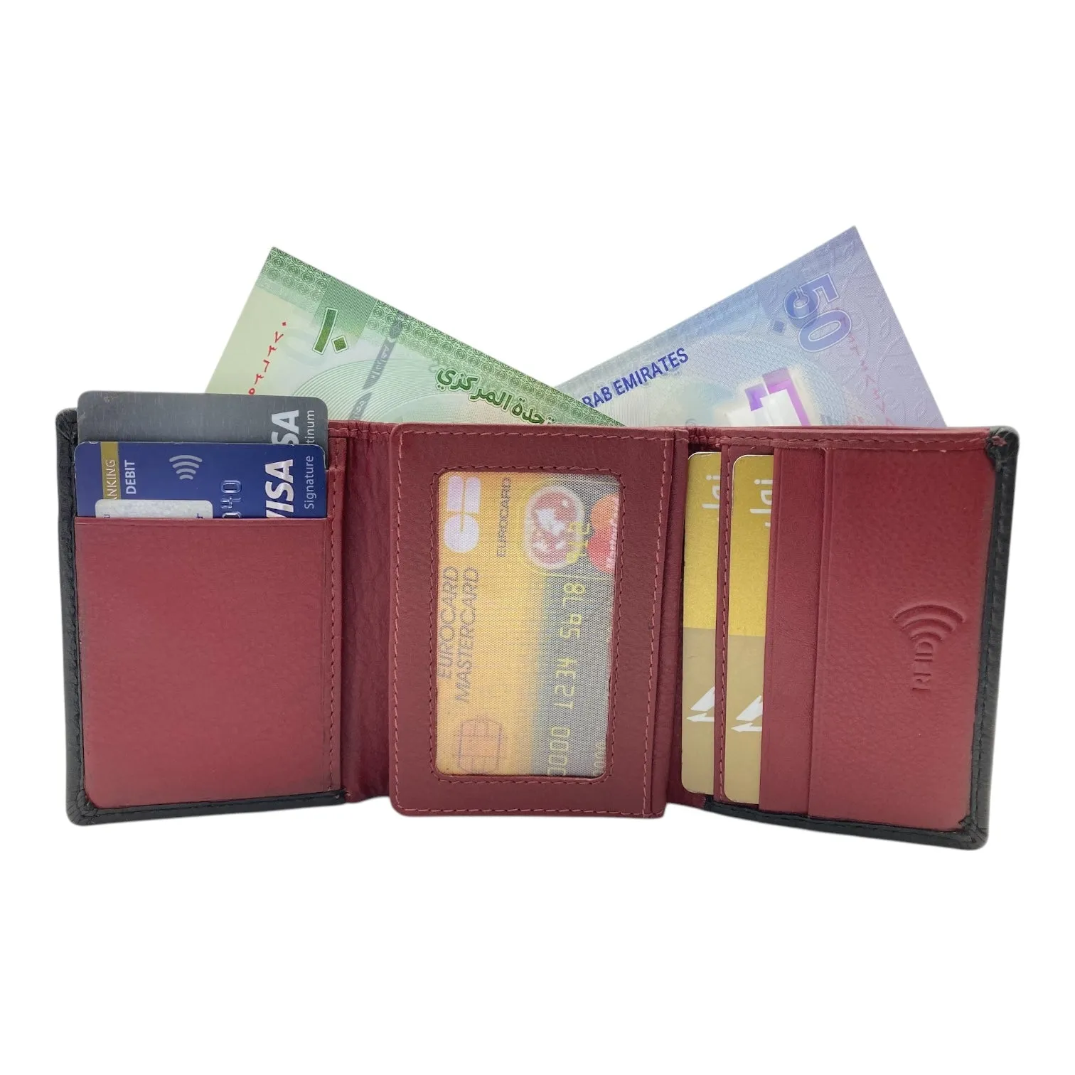 Trifold Wallet RFID Slim Wallets 10 Card = RFID - 1539L