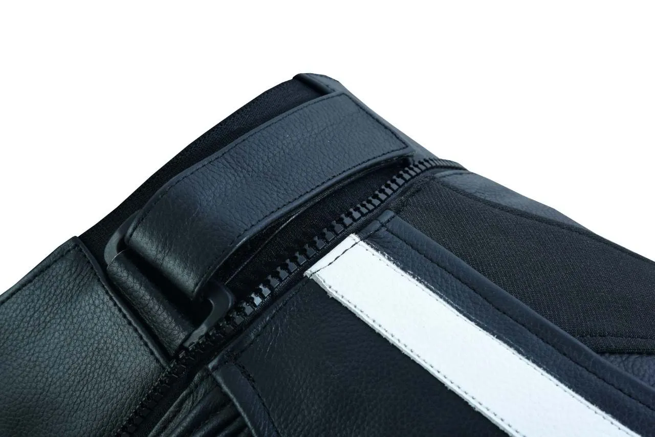 Tuff Gear Motorcycle Men Leather Racing Pants with armours - Black