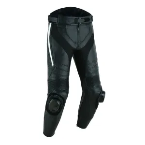 Tuff Gear Motorcycle Men Leather Racing Pants with armours - Black