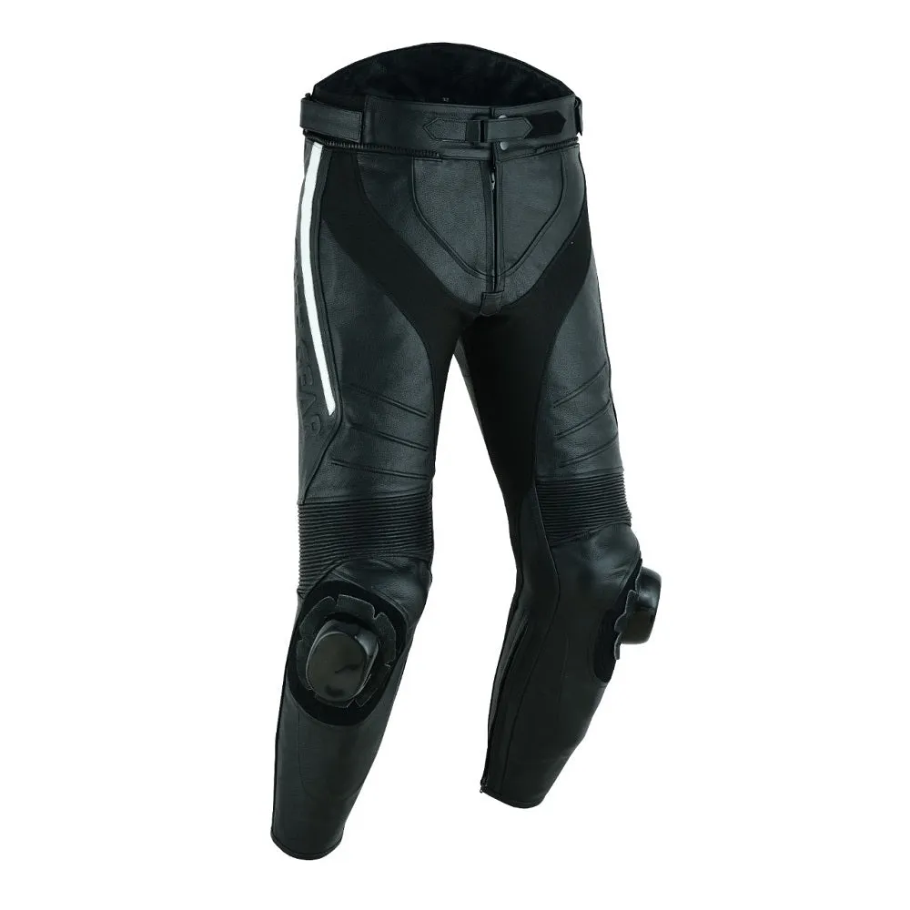 Tuff Gear Motorcycle Men Leather Racing Pants with armours - Black
