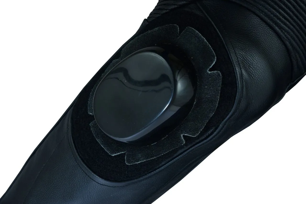 Tuff Gear Motorcycle Men Leather Racing Pants with armours - Black